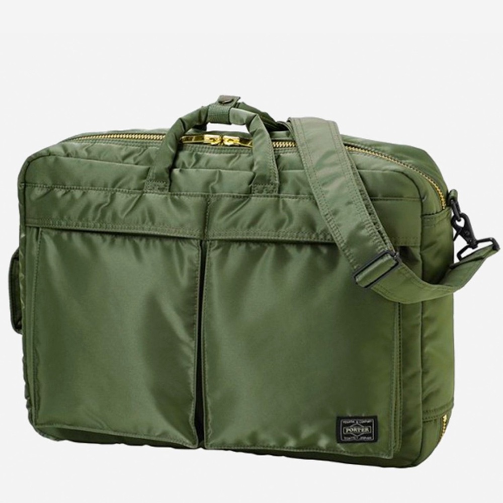 PORTER-YOSHIDA & CO. TANKER 3-WAY BRIEFCASE IN OLIVE (New)